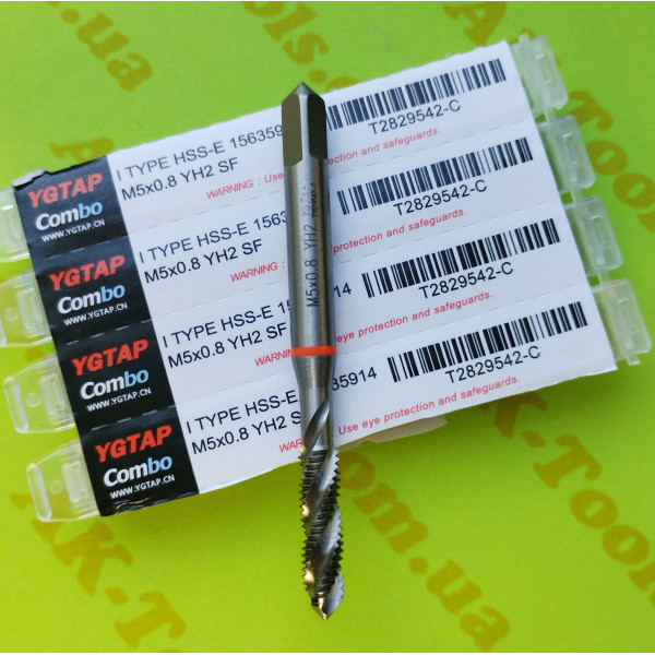 МІТЧИКИ · Мітчик M5/0.8 YGTAP -HSS-E (гвинт)