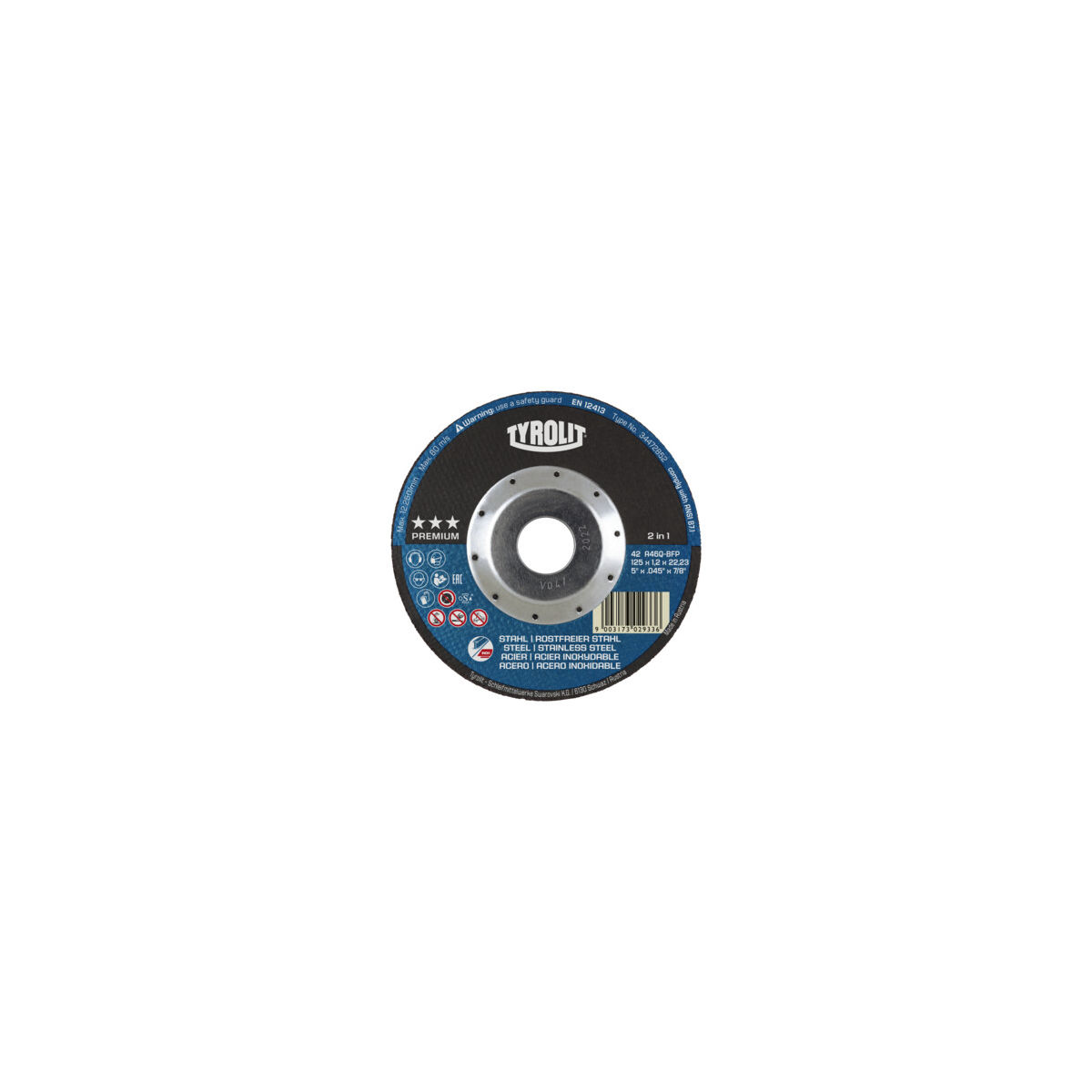 Tyrolit Trennscheibe gekröpft 125x1,2x22,23 mm A46 PREMIUM Stahl/Inox