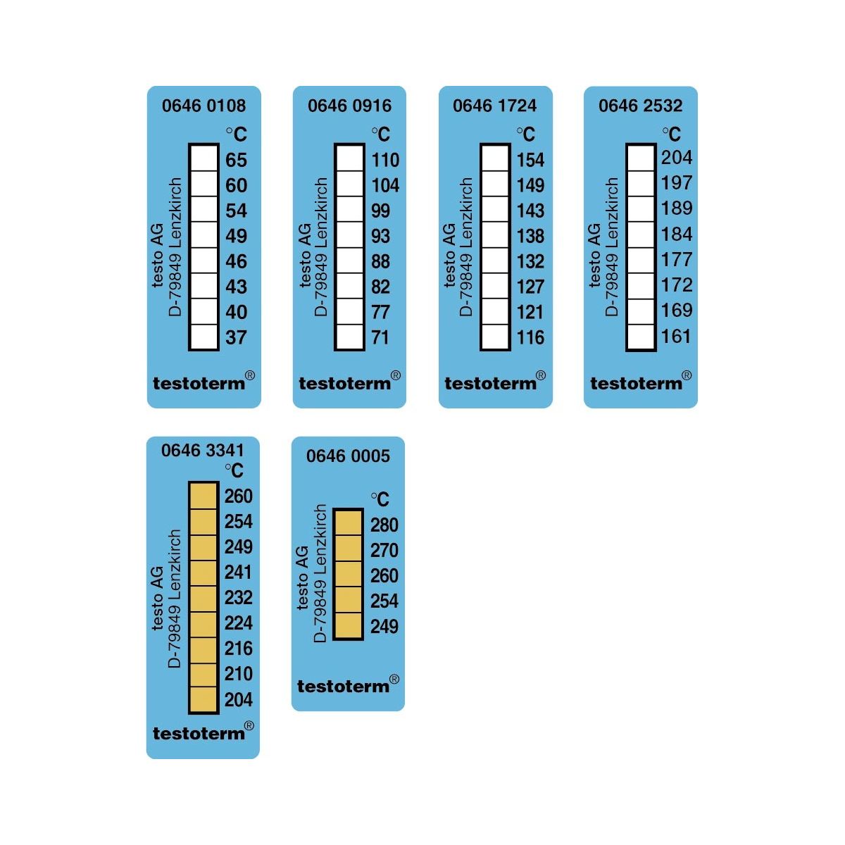 testoterm - Temperaturmessstreifen (+161 … +204 °C)