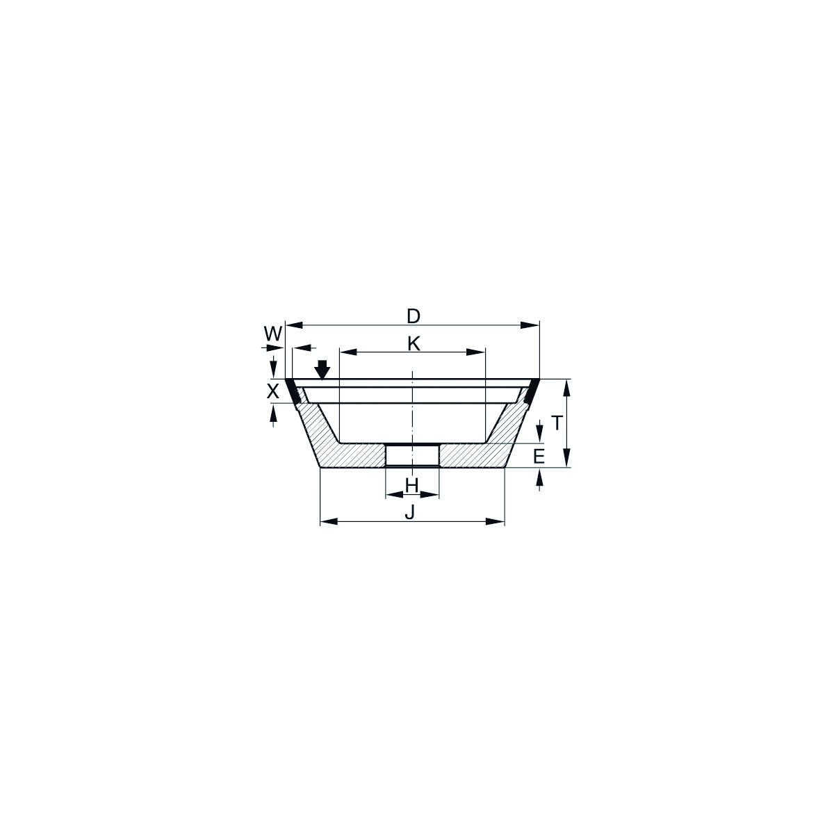 Diamant-Topf-Schleifscheibe D×T×H (mm), 100×35×20, Typ: D64