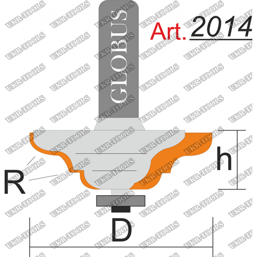 Фреза ГЛОБУС 2014 кромочная калевочная с нижним подшипником R4 D40 h14 d8