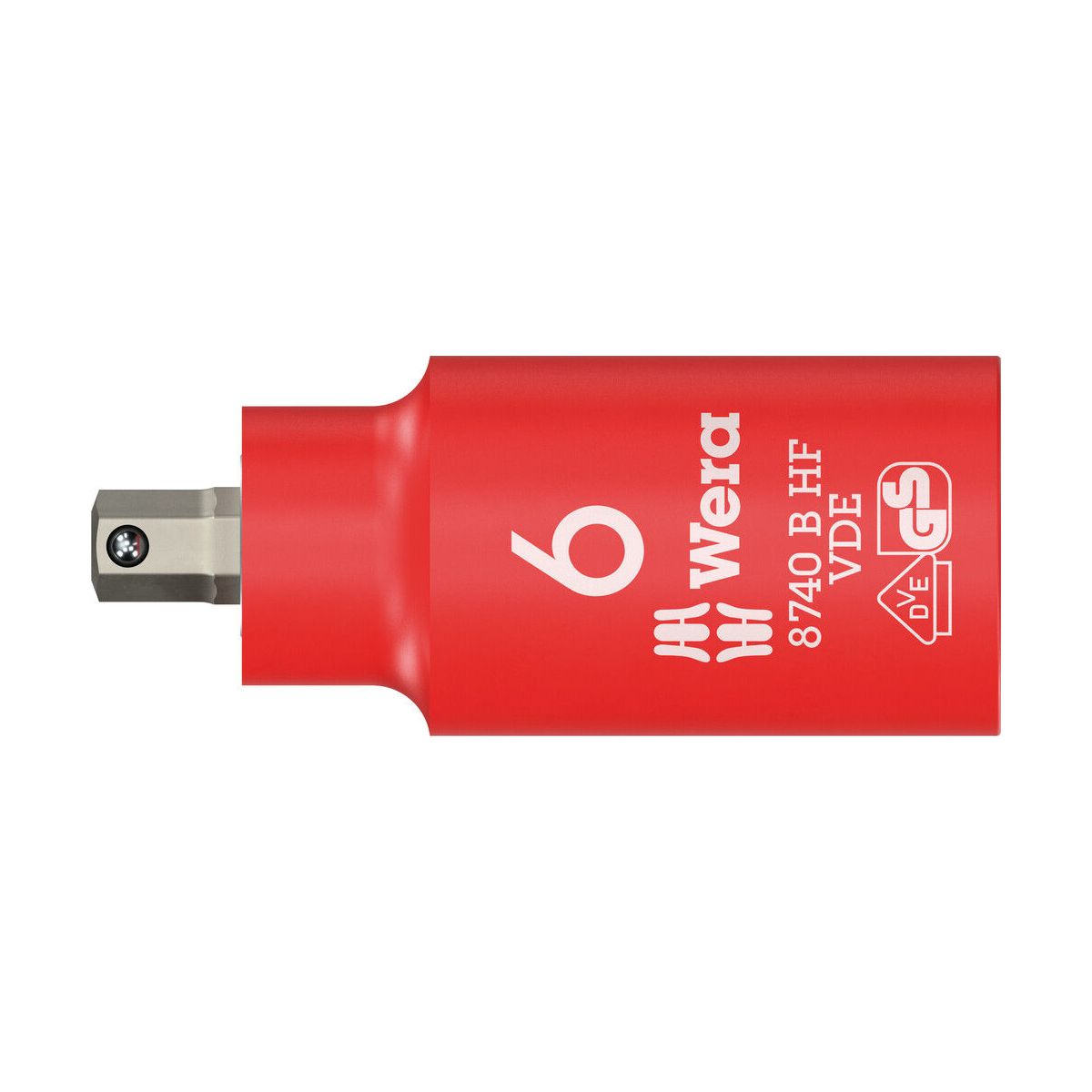 8740 B VDE HF Zyklop Bitnuss, isoliert, mit 3/8″-Antrieb, mit Haltefunktion für Innensechskantschrauben, 6 x 55 mm