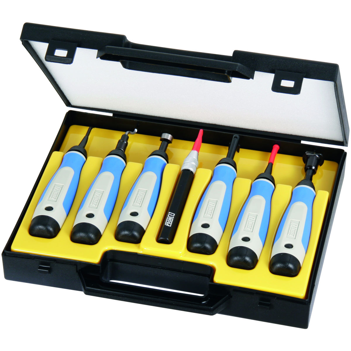 Allround-Entgrater / Schaber-Sortiment (7 Halter mit Klingen), in Kunststoffbox 16-teilig