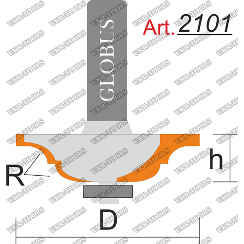 Фреза ГЛОБУС 2101 кромочная калевочная R6 D40 h10 d8