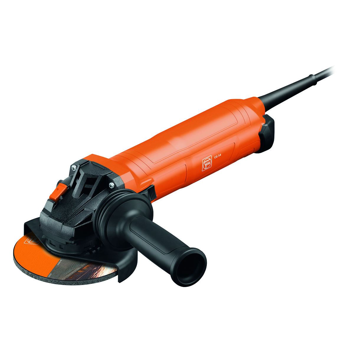Fein Elektro-Winkelschleifer CG, M14 Schleifspindelgewinde, für 125 mm Scheiben ⌀, mit Wiederanlaufsperre, mit Anti-Vibrationsgriff