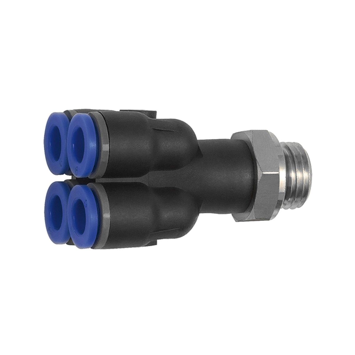 Mehrfachverteiler »Blaue Serie«, 4-fach, drehbar, G 1/4 außen Ø 4mm