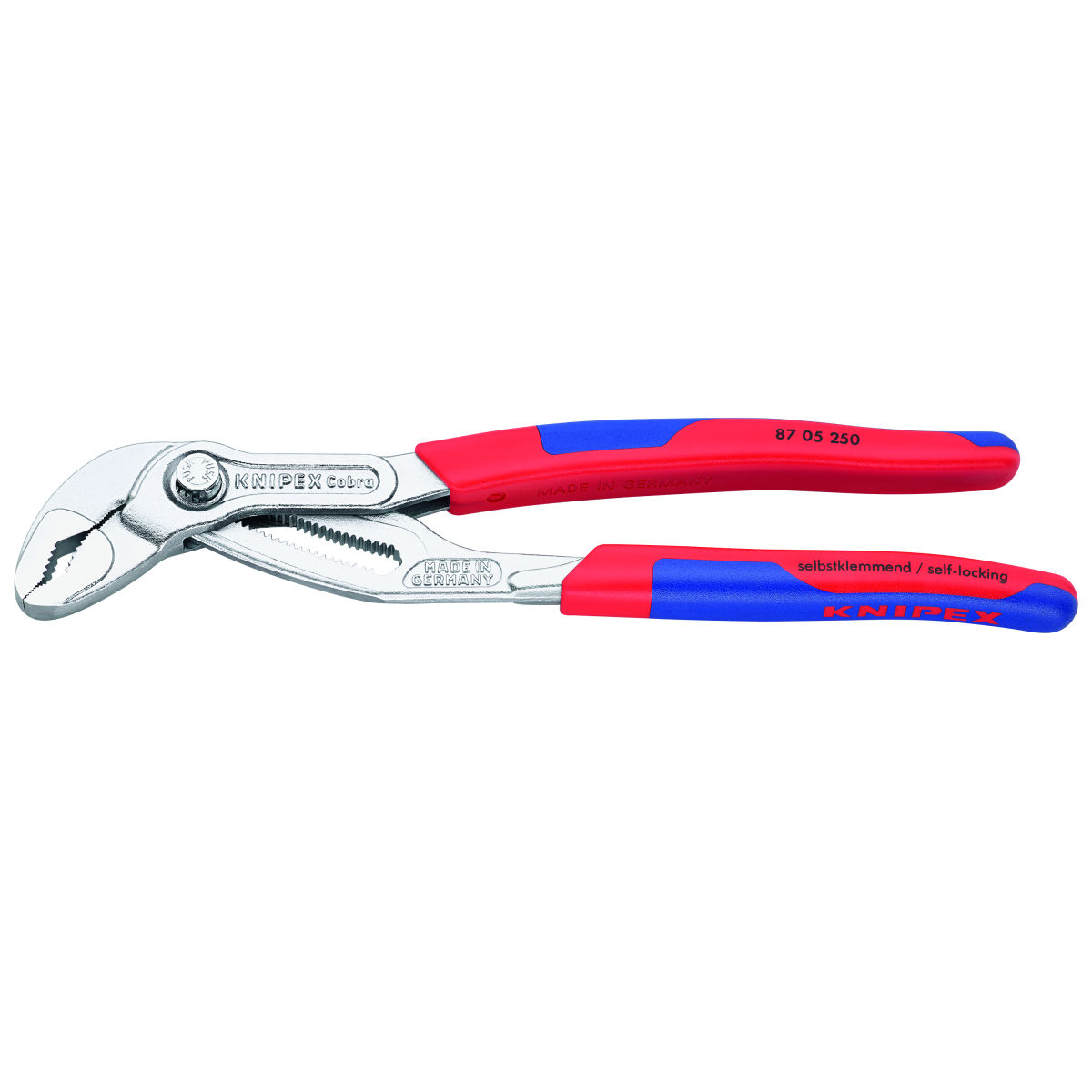 Wasserpumpenzange Cobra® verchromt mit Griffhüllen, ganze Länge: 250mm