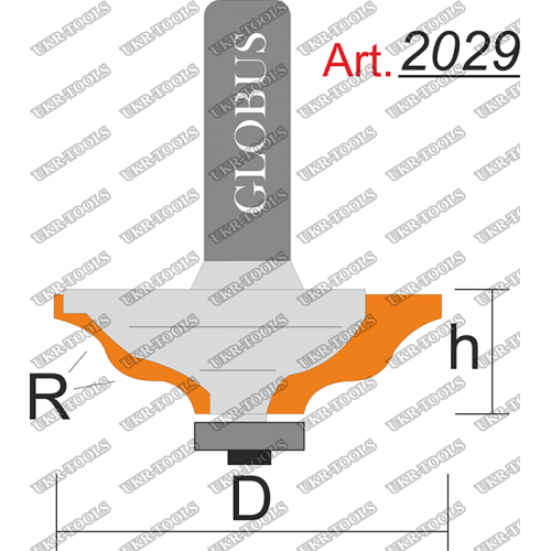 Фреза ГЛОБУС 2029 кромочная фигурная с нижним подшипником R6 D50 h22 d8