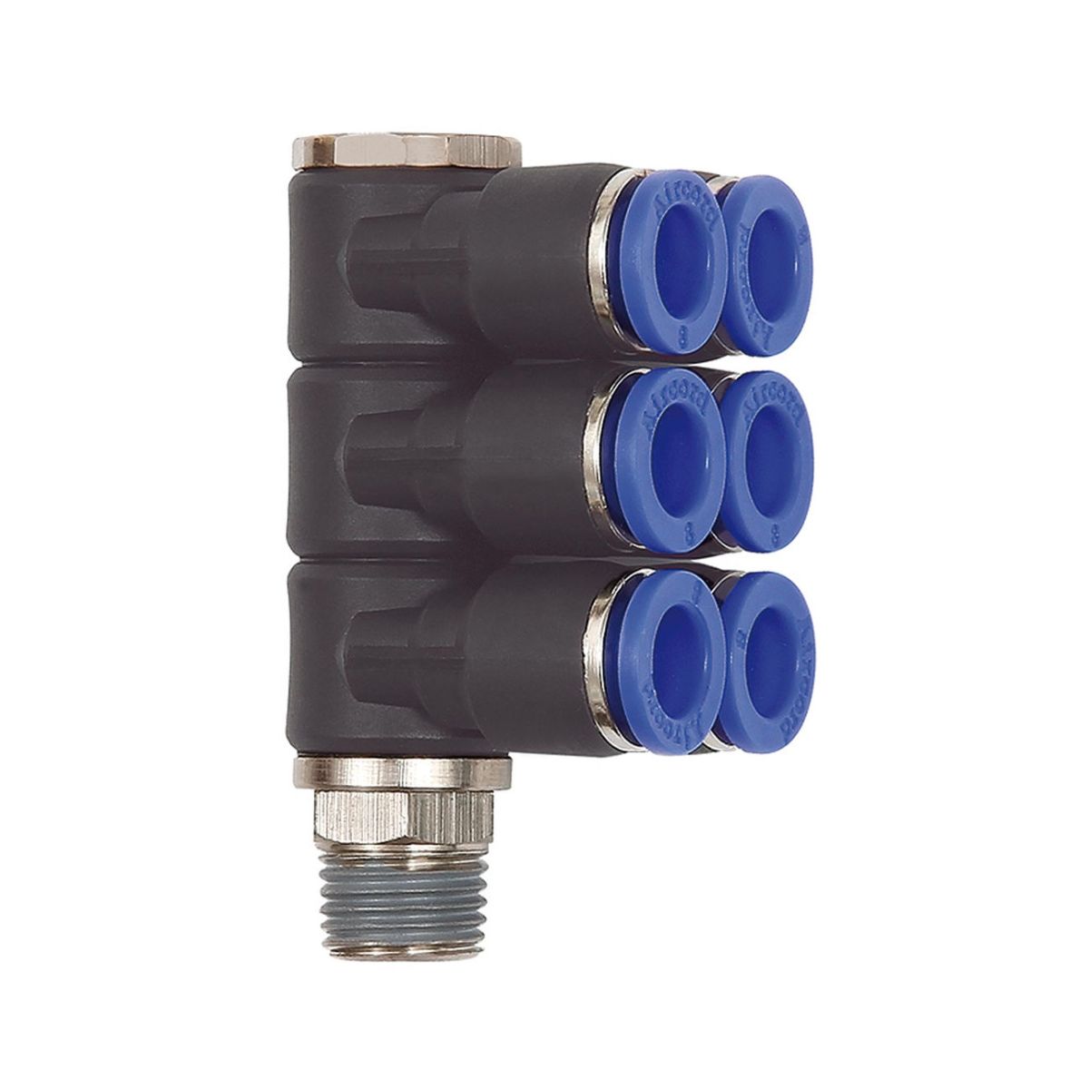 L-Mehrfachverteiler »Blaue Serie«, 6-fach, drehbar, R 1/4 außen Ø8mm