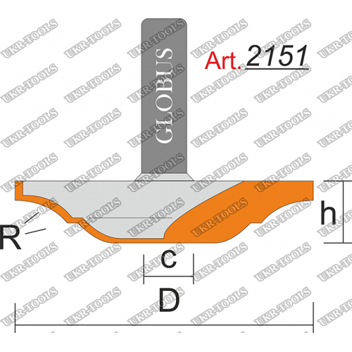 Фреза ГЛОБУС 2151 пазовая фасонная R4 D28 h8 d8