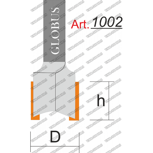 Фреза ГЛОБУС 1002 пазовая прямая D16 h15 d8