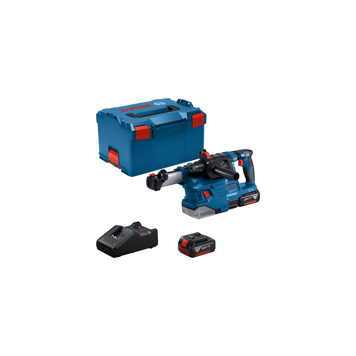 Akku-Bohrhammer mit SDS plus GBH 18V-22, 2x Akku GBA 18V4.0Ah/L-BOXX, Ringbürst.