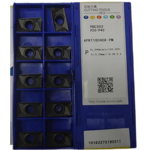 Пластини фрезерна одностороння ZCC-CT APKT160408-PM YBC302