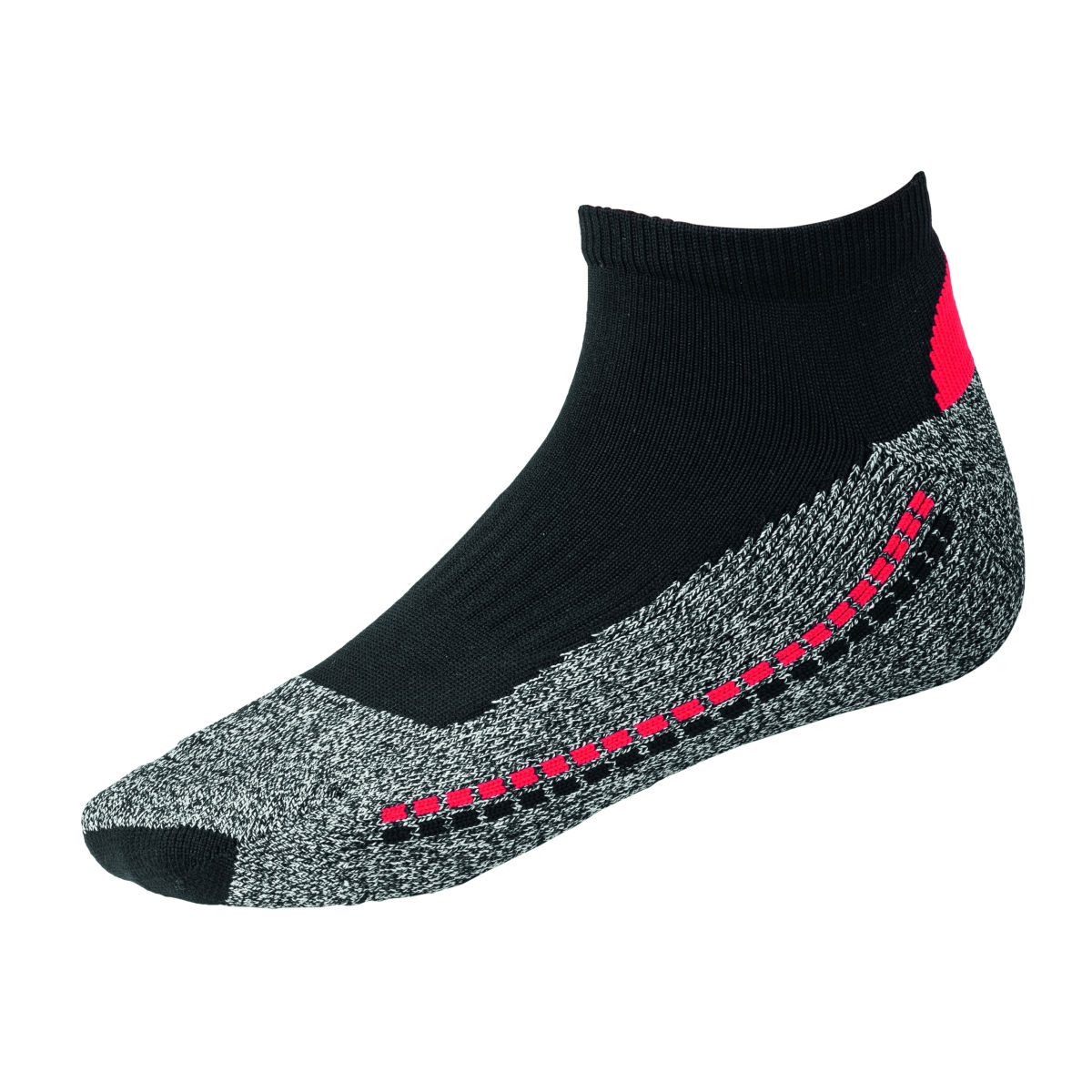 Funktionssocken, kurz, schwarz / rot / grau, Unisex-Größe: 36-38