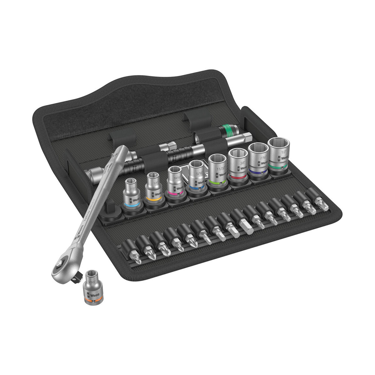 8100 SA 10 Zyklop Metal-Knarrensatz, Durchsteckvierkant, 1/4″-Antrieb, zöllig, 28-teilig