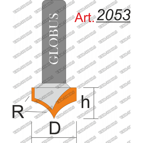 Фреза ГЛОБУС 2053 пазовая фасонная R3 D6 h7 d8