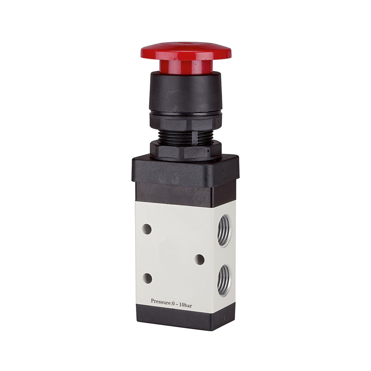 3/2-Wegeventil, manuell »M3«, Pilztaster, NC, monostabil, G 1/4, rot