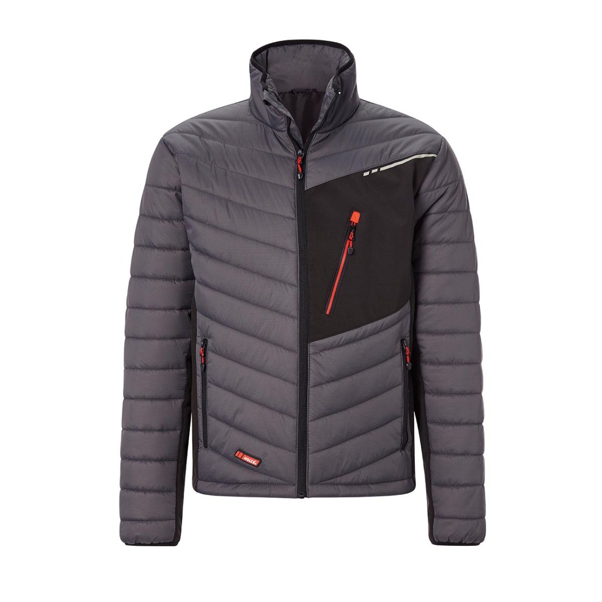 Hybrid-Jacke, dunkelgrau / schwarz / rot, Unisex-Größe: S