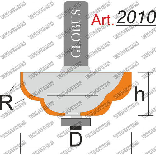 Фреза ГЛОБУС 2010 кромочная калевочная с нижним подшипником R6 D38 h14 d8