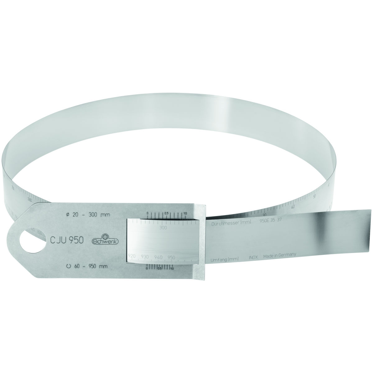 Stahlbandmaß V2A für Umfang und ⌀ Bandbreite 35 mm, maximaler Messbereichumfang: 950mm