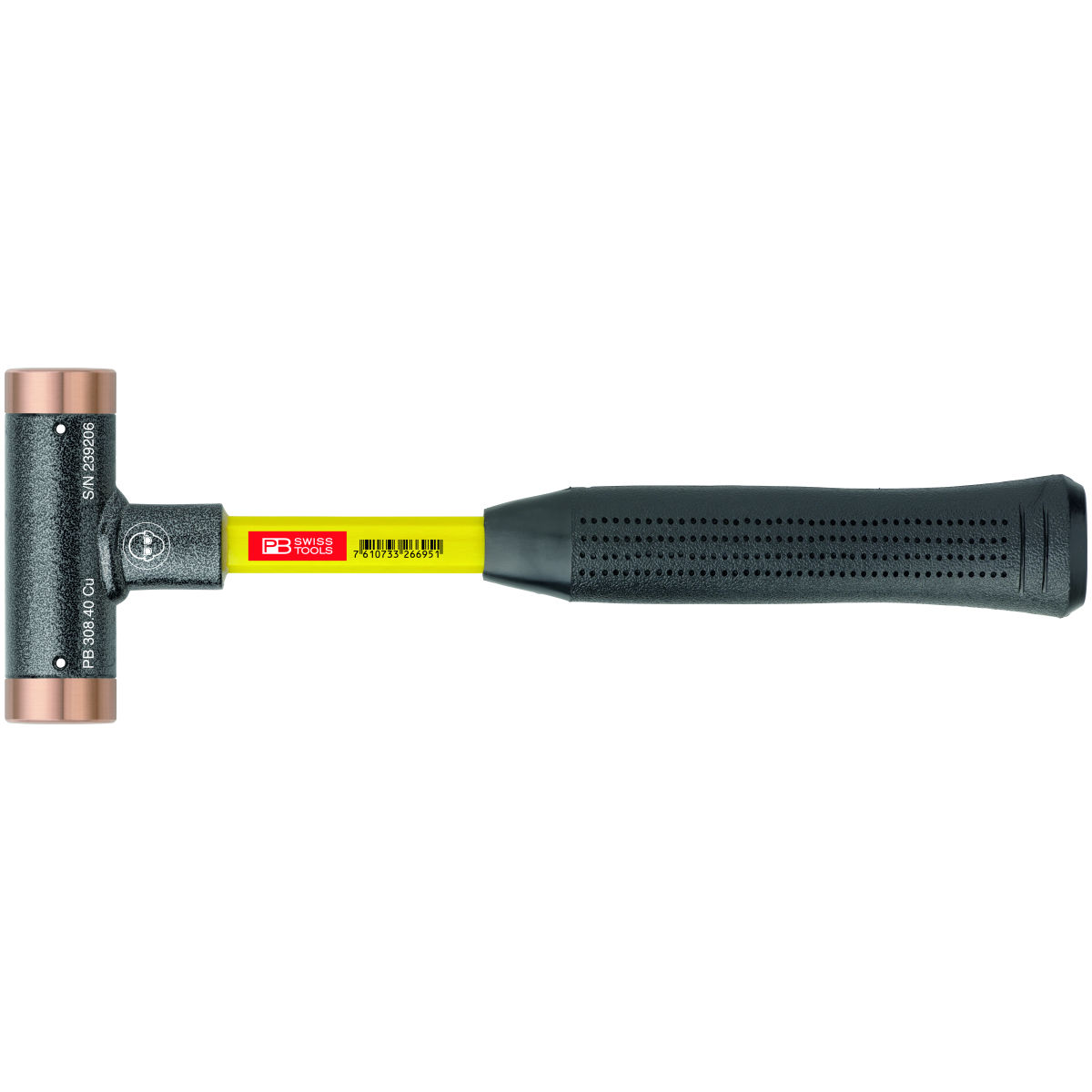 Rückschlagfreier Hammer mit Kupfer-Einsätzen Superglas-Stiel, Hammerkopf-⌀: 24mm