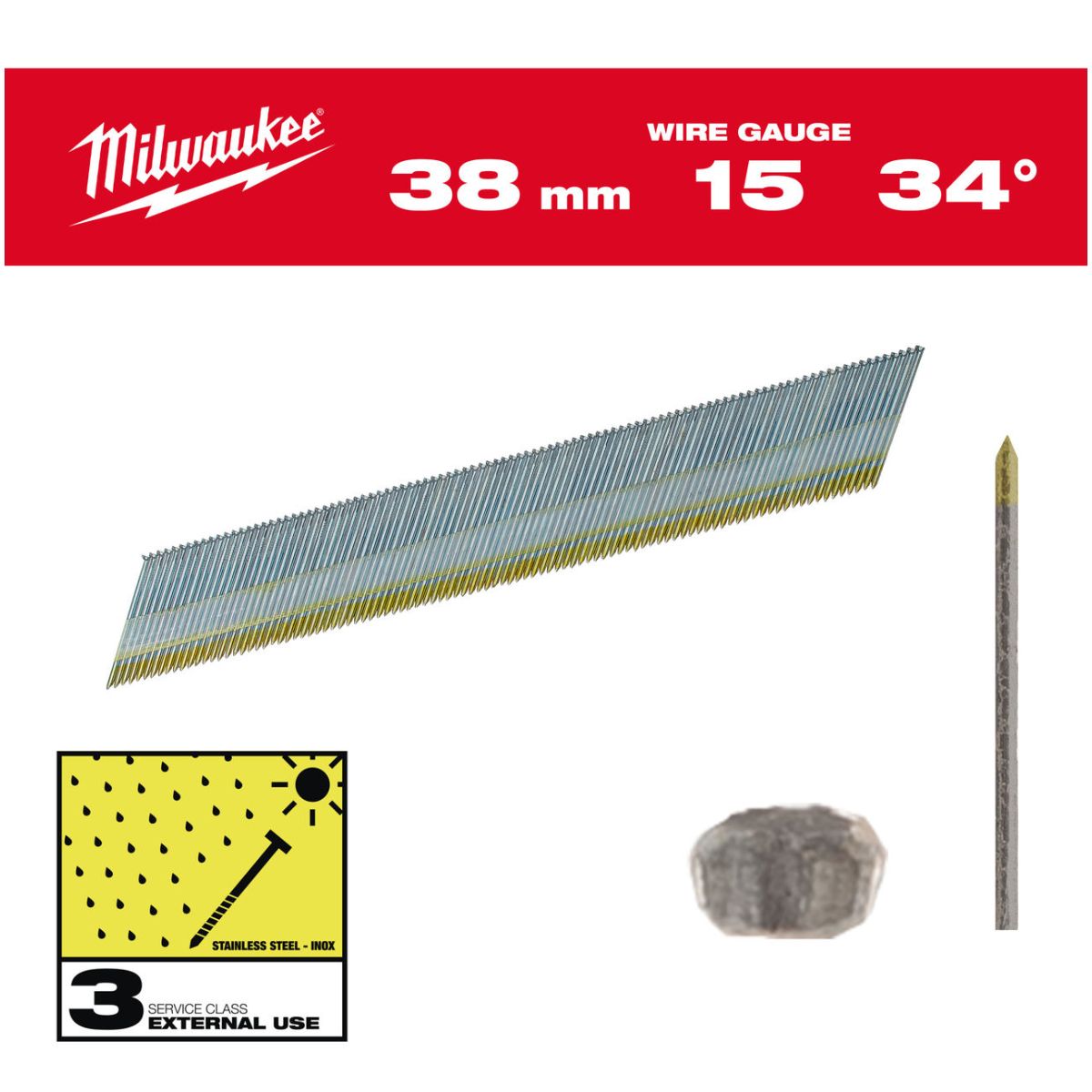 Stift-Nägel 15G Inox 34° 38 mm SC3 (2.500)