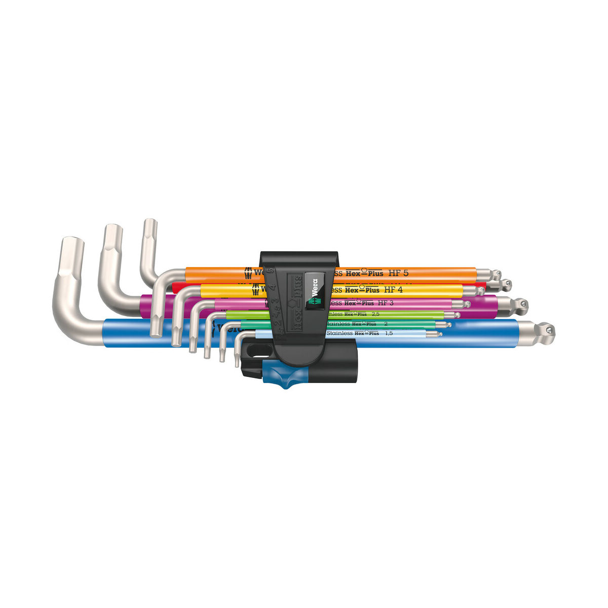 3950/9 Hex-Plus Multicolour HF Stainless 1 Winkelschlüsselsatz, metrisch, Edelstahl, mit Haltefunktion, 9-teilig