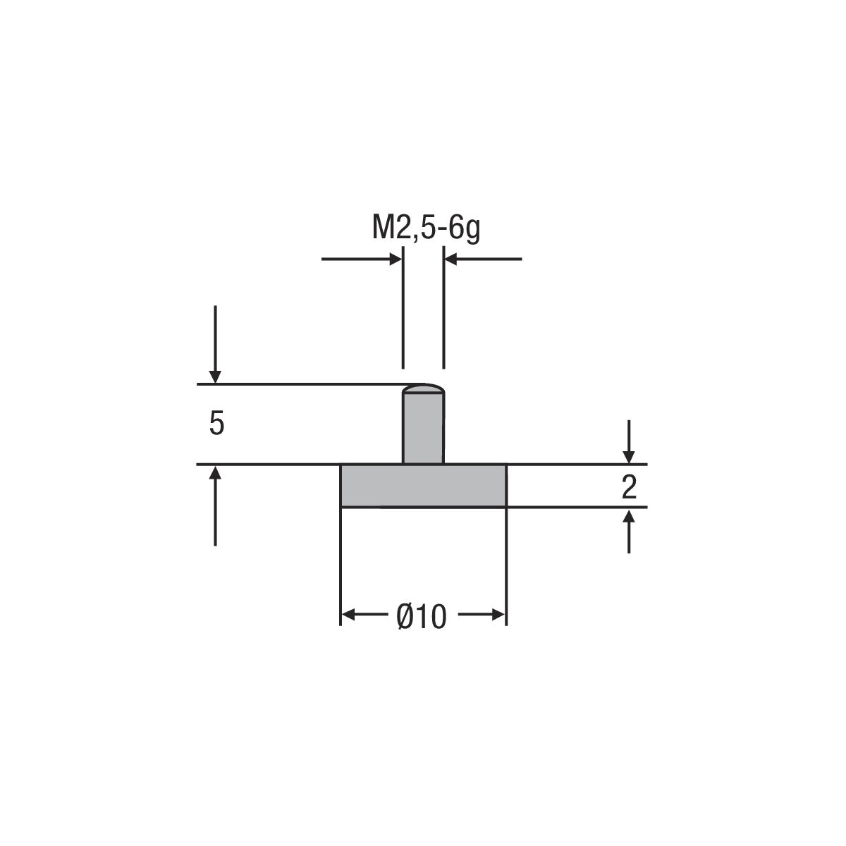Messeinsatz M2,5mm ø 10,0 mm