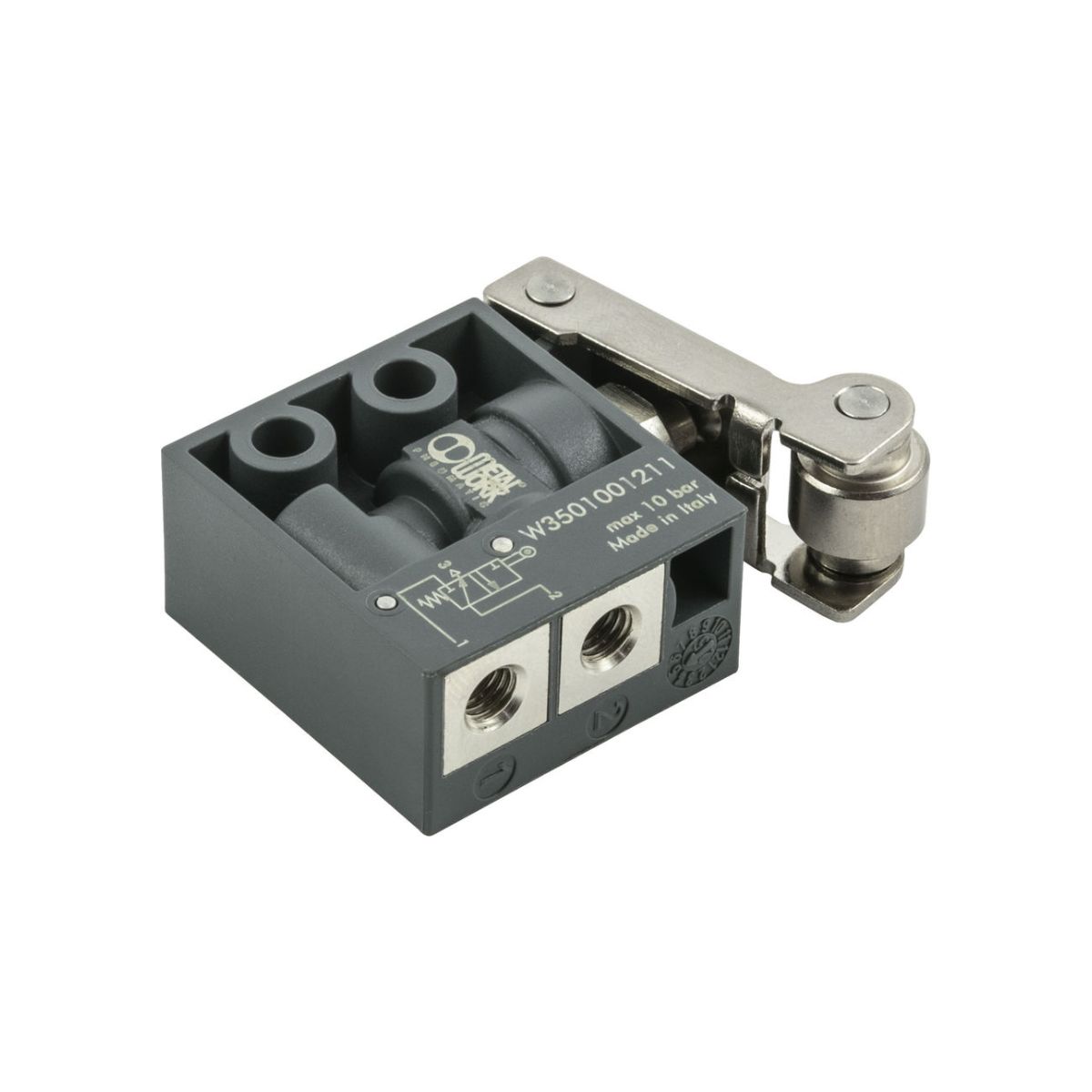 3/2-Wege-Miniaturventil, mechanisch, Rollenhebel, NC, M5 seitlich