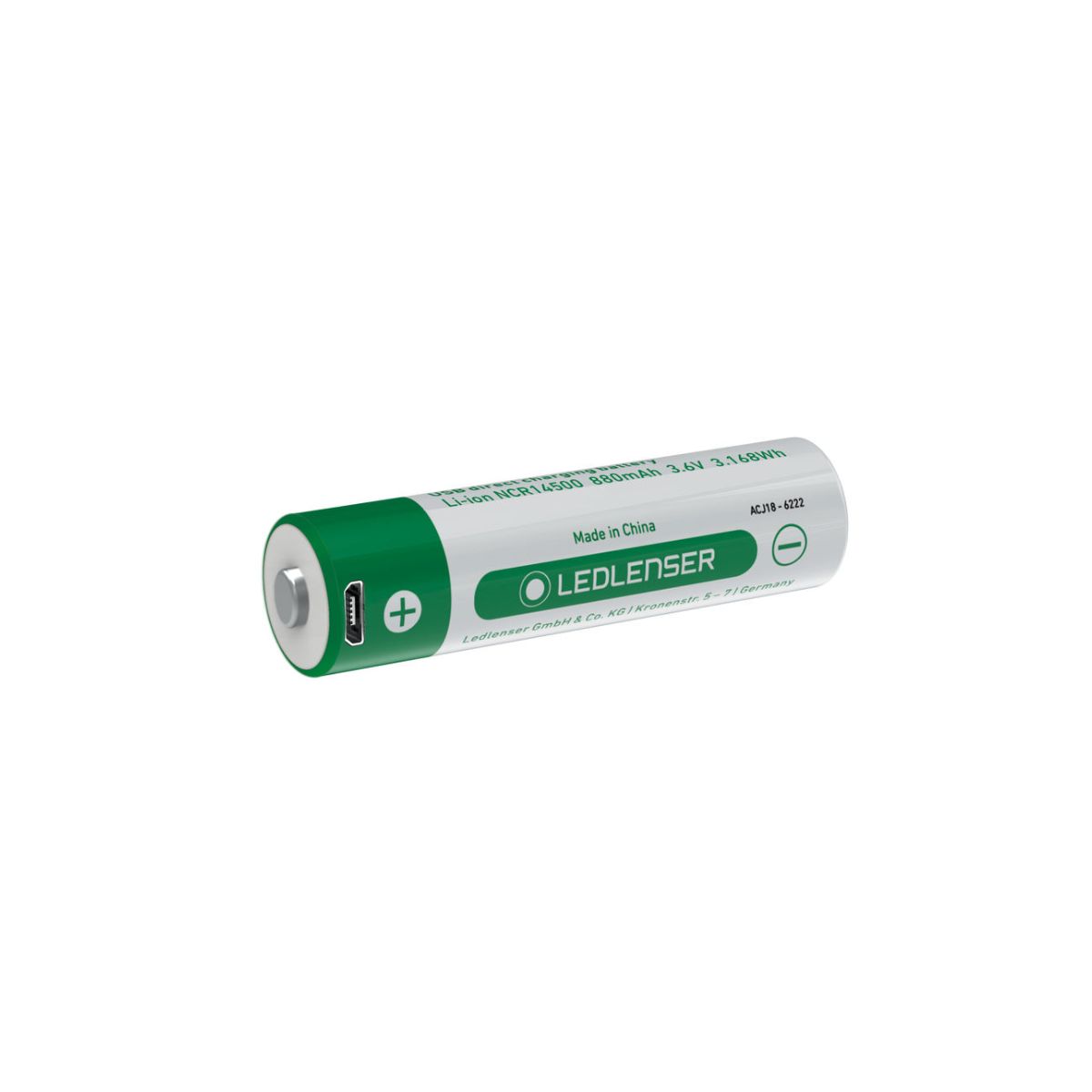 14500 Li-Ion Ersatz-Akku Mikro-USB, 3,6 V, 880 mAh