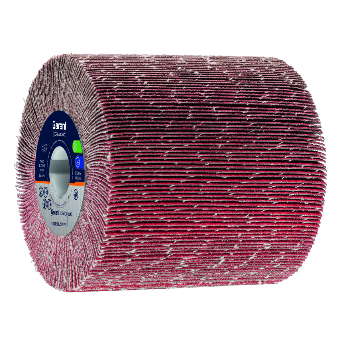 Fächerschleifwalze Gewebe (CER), ⌀ 100×100 mm, Körnung: 60