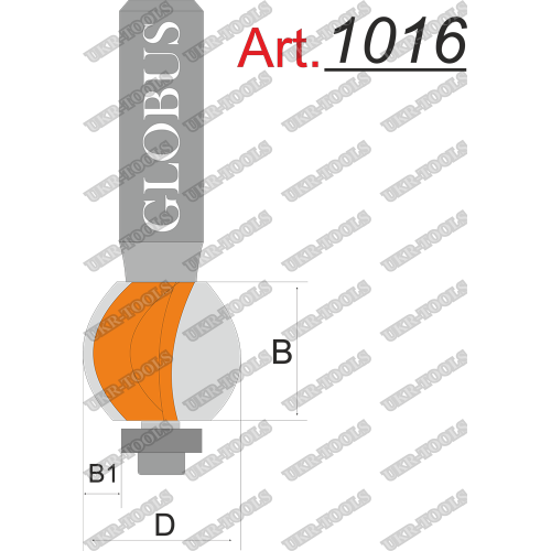 Фреза ГЛОБУС 1016 кромочная галтель c нижним подшипником D21 d8 R10 h21