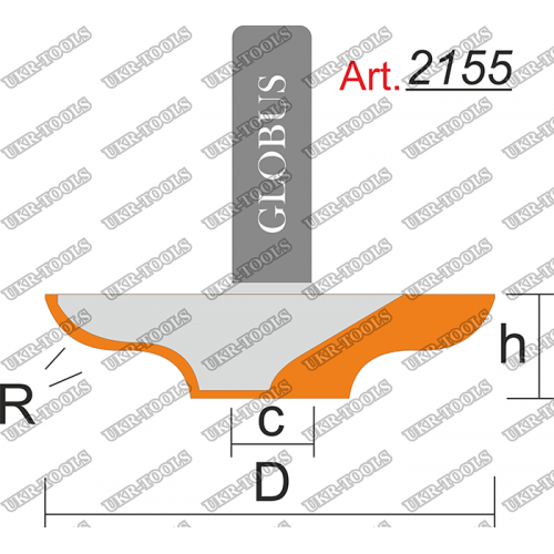 Фреза ГЛОБУС 2155 пазовая фасонная R4 D28 h8 d8
