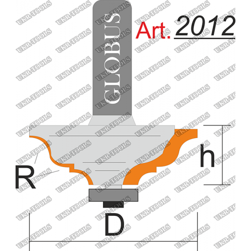 Фреза ГЛОБУС 2012 кромочная калевочная R4 D38 h16 d8