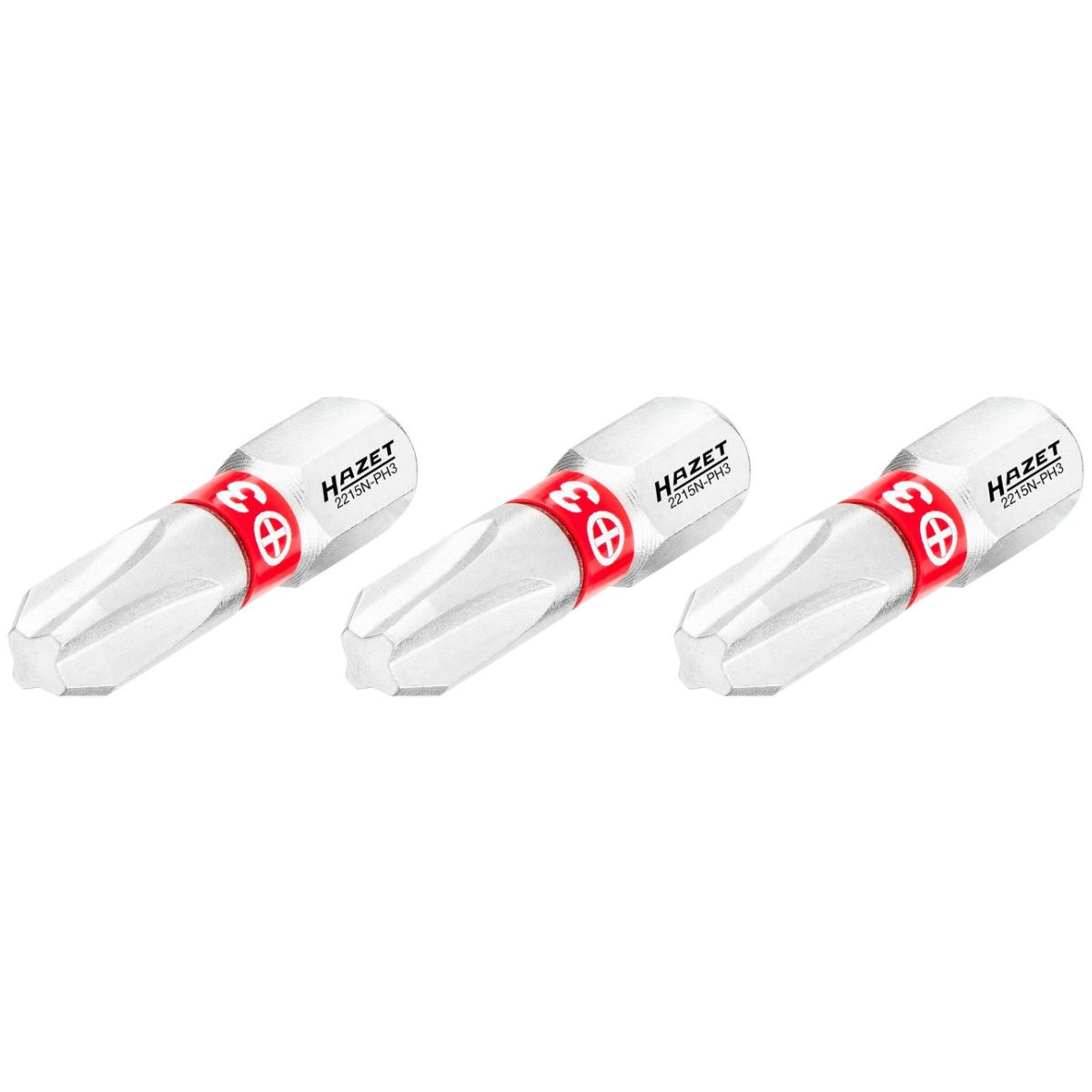 Bit ∙ 1/4 Zoll (6,3 mm) Sechskant massiv ∙ Kreuzschlitz Profil PH ∙ 3-teilig ∙ SW PH3
