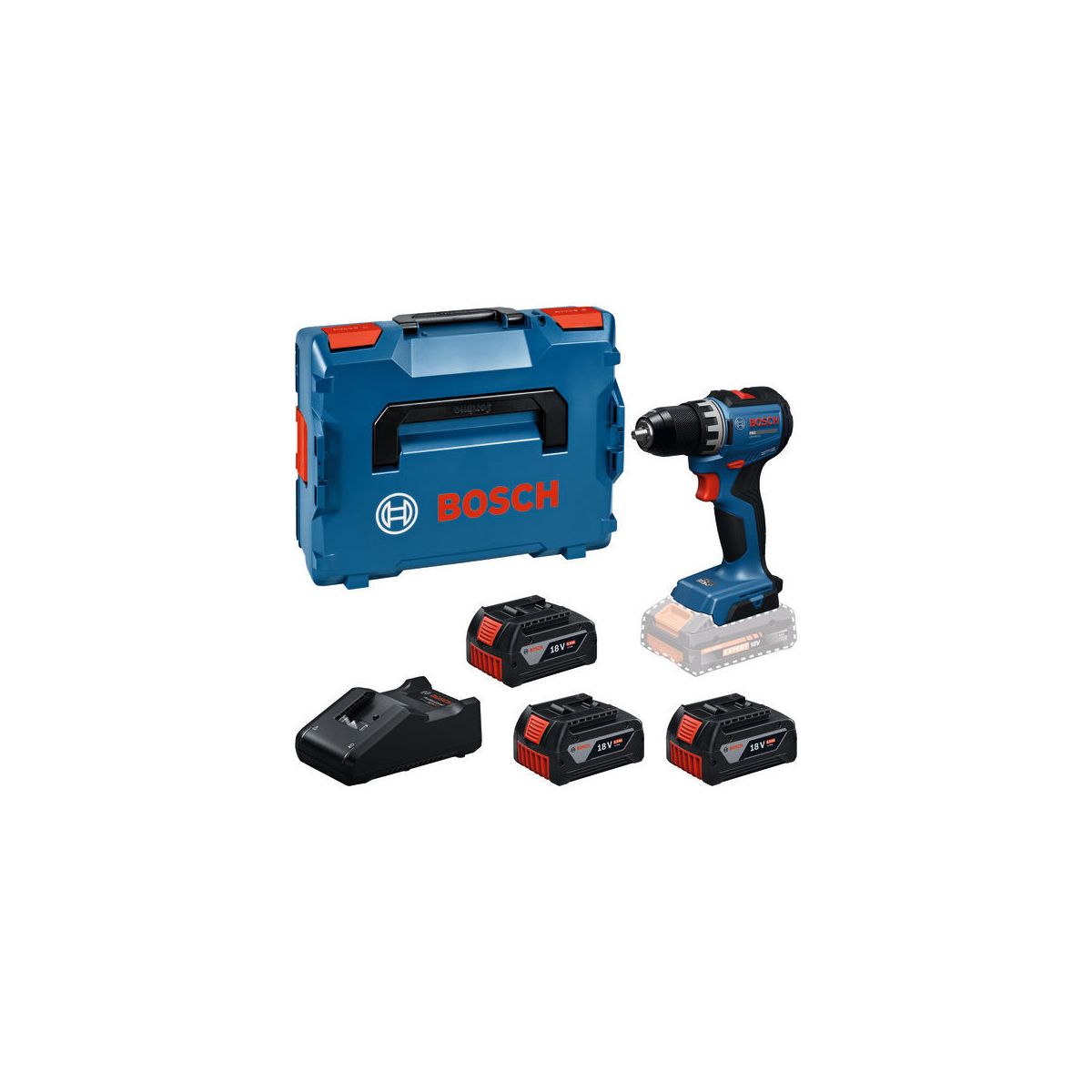 Akku-Bohrschrauber GSR18V-52, 3x Akku GBA 18V 5.0Ah in L-BOXX