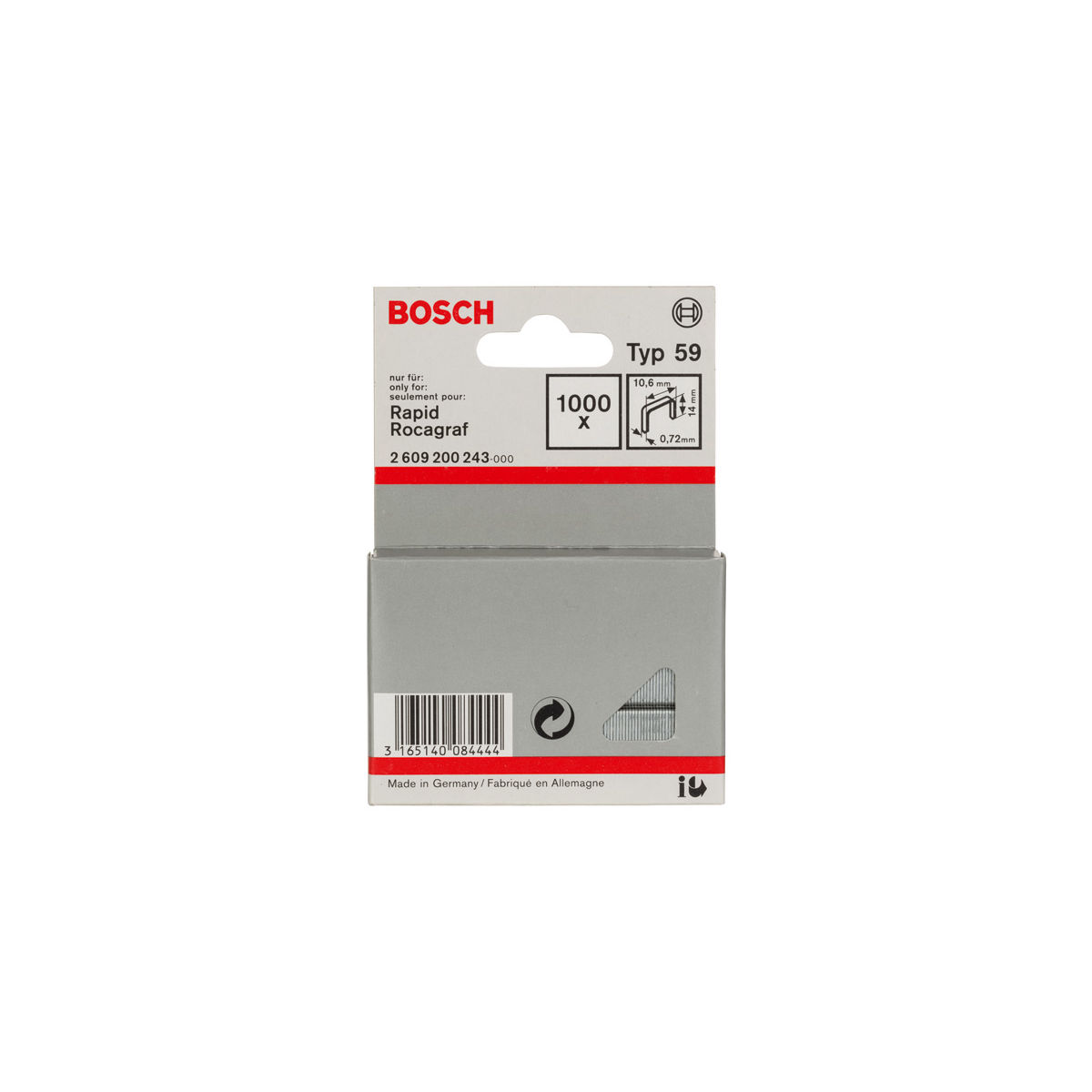 Feindrahtklammer Typ 59, 10,6 x 0,72 x 14 mm, 1000er-Pack