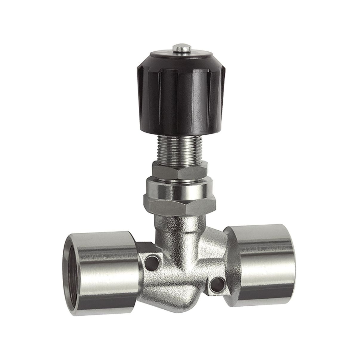 Nadelventil, Messing vernickelt für Schalttafeleinbau, IG/IG, Rp 1/8, DN 4