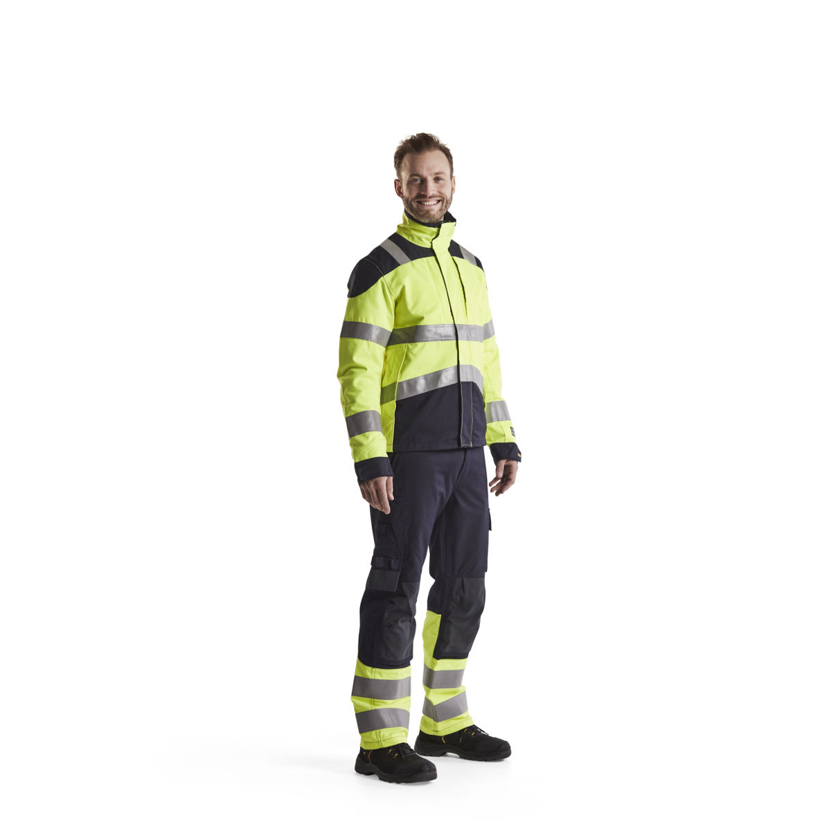 Multinorm Arbeitshose Inhärent Marineblau/ High Vis Gelb D104, marineblau / high vis gelb