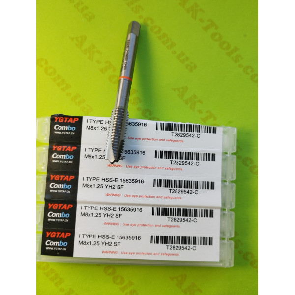 МІТЧИКИ · Мітчик M8/1.25 YGTAP -HSS-E (прямий)