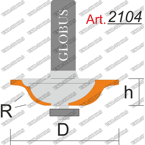 Фреза ГЛОБУС 2104 кромочная калевочная R6 D38 h10 d8