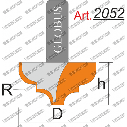 Фреза ГЛОБУС 2052 пазовая фасонная R5 D25 h15 d8