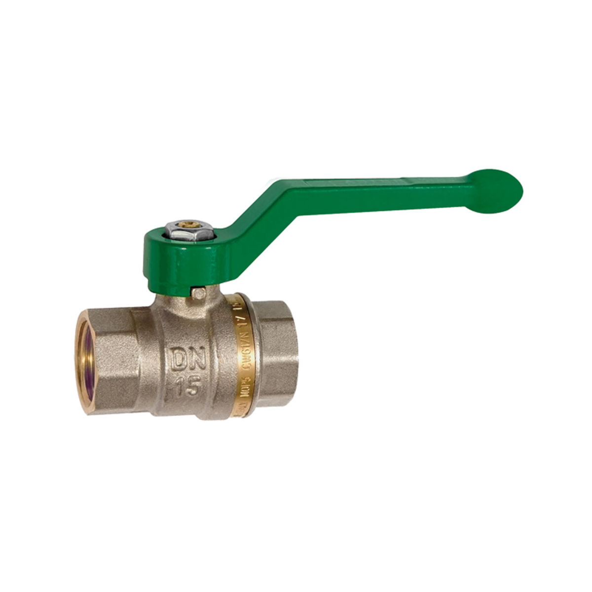 Trinkwasser-Kugelhahn, Messing vernickelt, Handhebel, IG/IG, G 1/2, DN 15