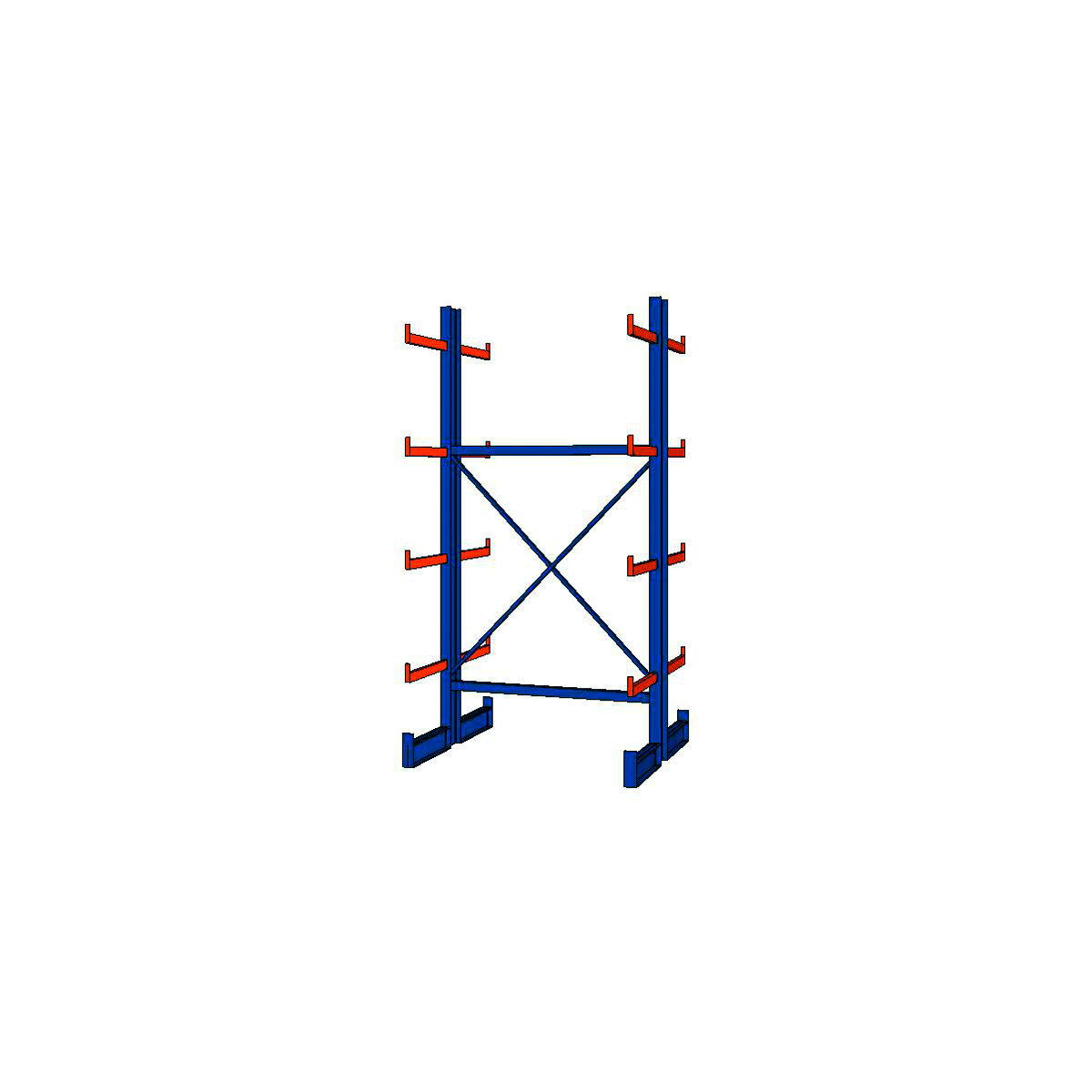 Kragarmregal, beidseitig, Tiefe 2×500 mm, Regalbreite: 1250mm