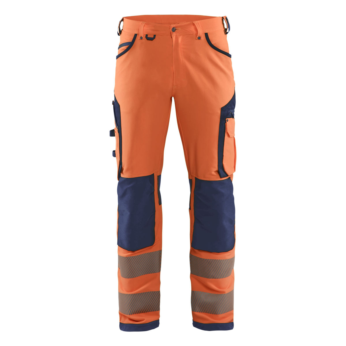High Vis Arbeitshose 4-Wege-Stretch ohne Nageltaschen High Vis Orange/Marineblau C58, high vis orange / marineblau