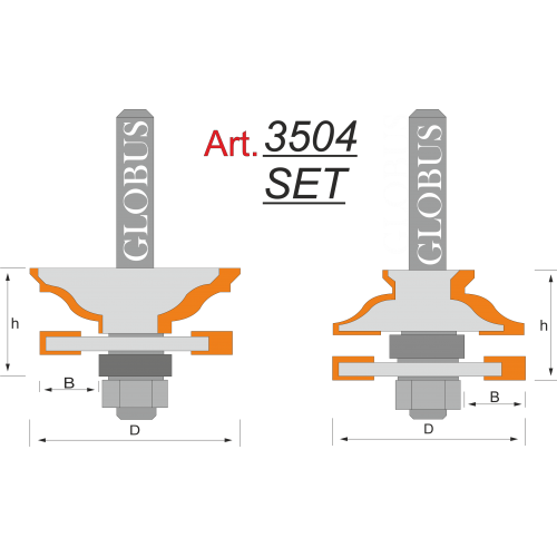 Фреза ГЛОБУС 3504 Set комбинированная рамочная D46 d8 h24