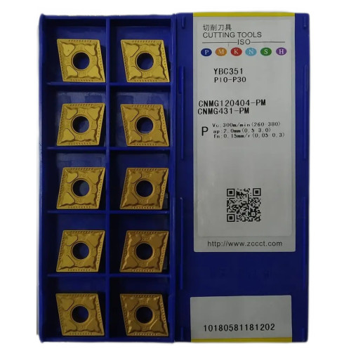 Пластини ZCC-CT CNMG120404-PM YBC351 токарні двосторонні твердосплавні