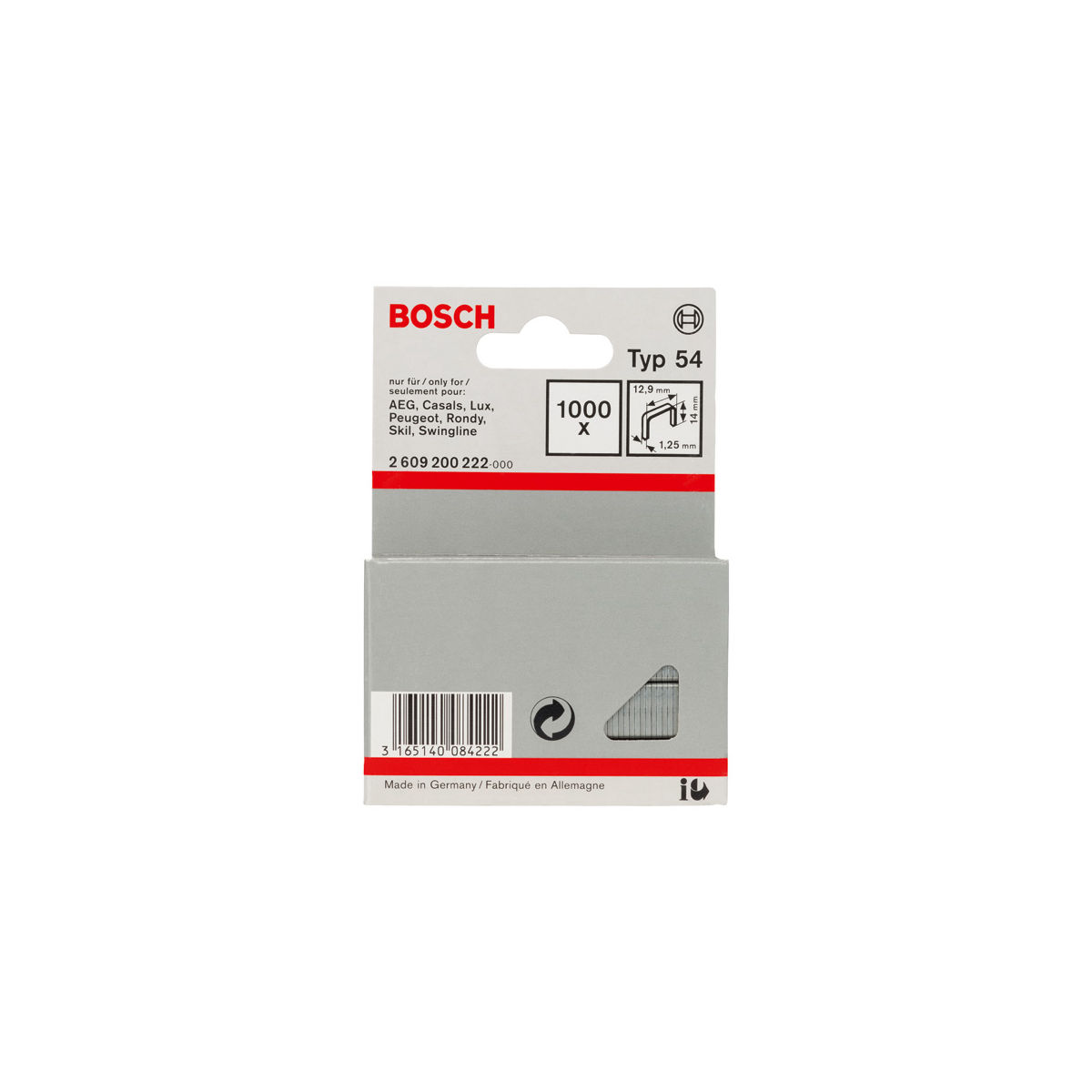 Flachdrahtklammer Typ 54, 12,9 x 1,25 x 14 mm, 1000er-Pack