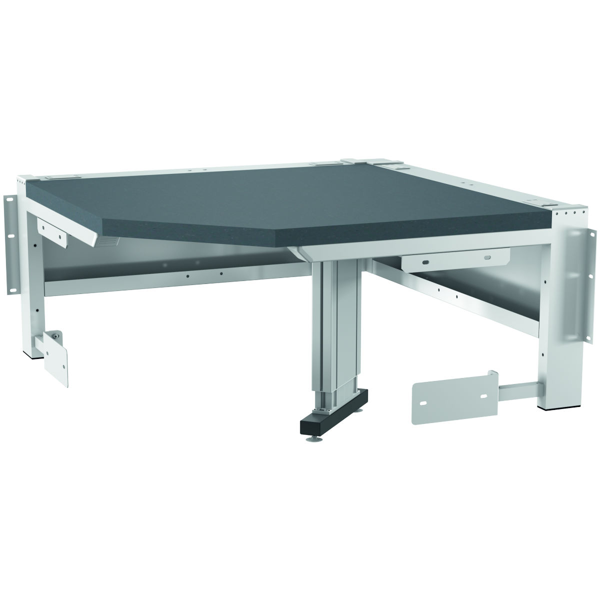 Eck-Arbeitsplatz für Workstation eLevel, mit 1 Hubsäule, mit Eterluxplatte hell