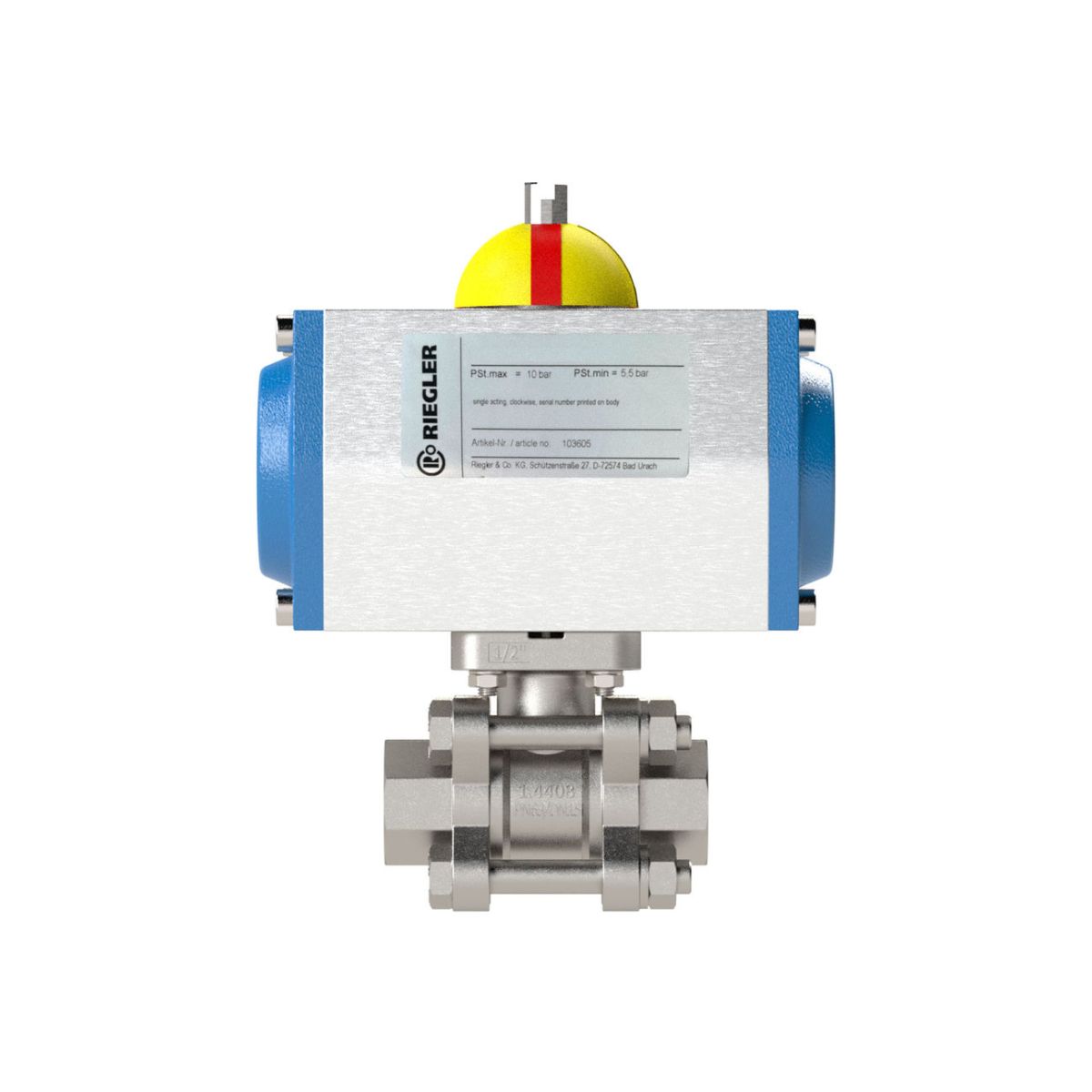 ES-Kuha, pneumatisch Stellantrieb, doppeltwirkend, Rp 1, DN 25